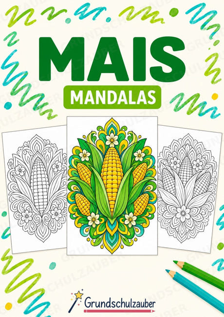 Mais Mandalas Ausmalbilder – Gemüse – 15 Malvorlagen – Cover