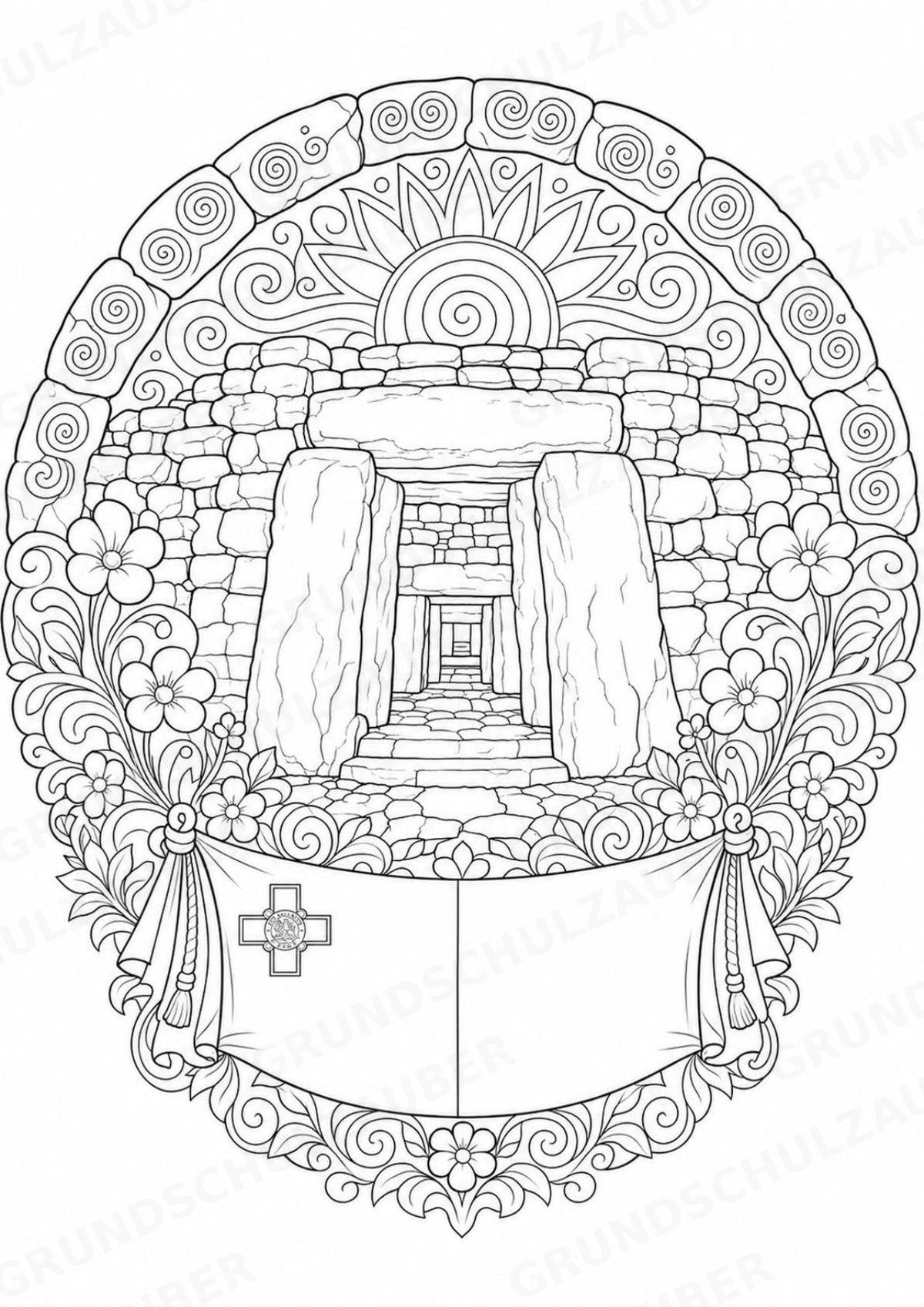 Malta Mandalas Ausmalbilder – Länder und Kulturen – 15 Malvorlagen – Materialseite 4