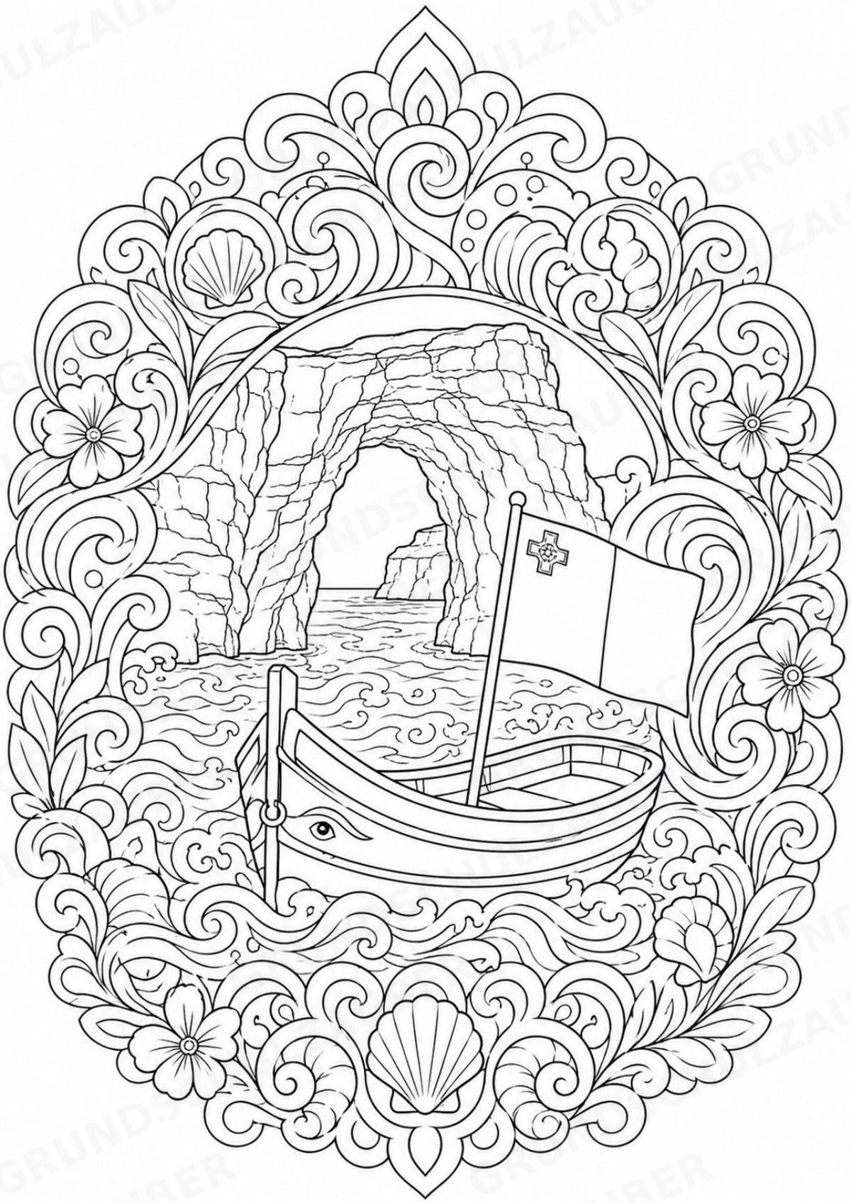 Malta Mandalas Ausmalbilder – Länder und Kulturen – 15 Malvorlagen – Materialseite 11