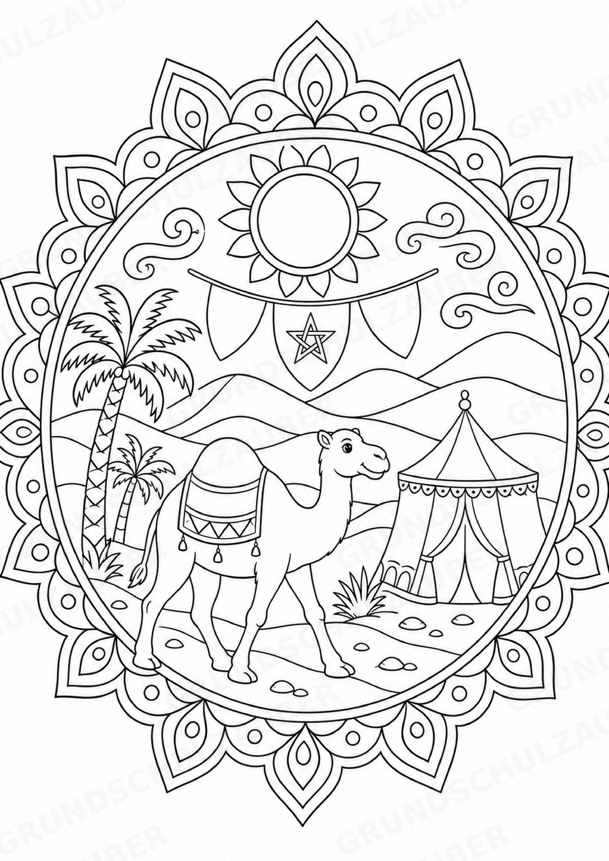 Marokko Mandalas Ausmalbilder – Länder und Kulturen – 15 Malvorlagen – Materialseite 6