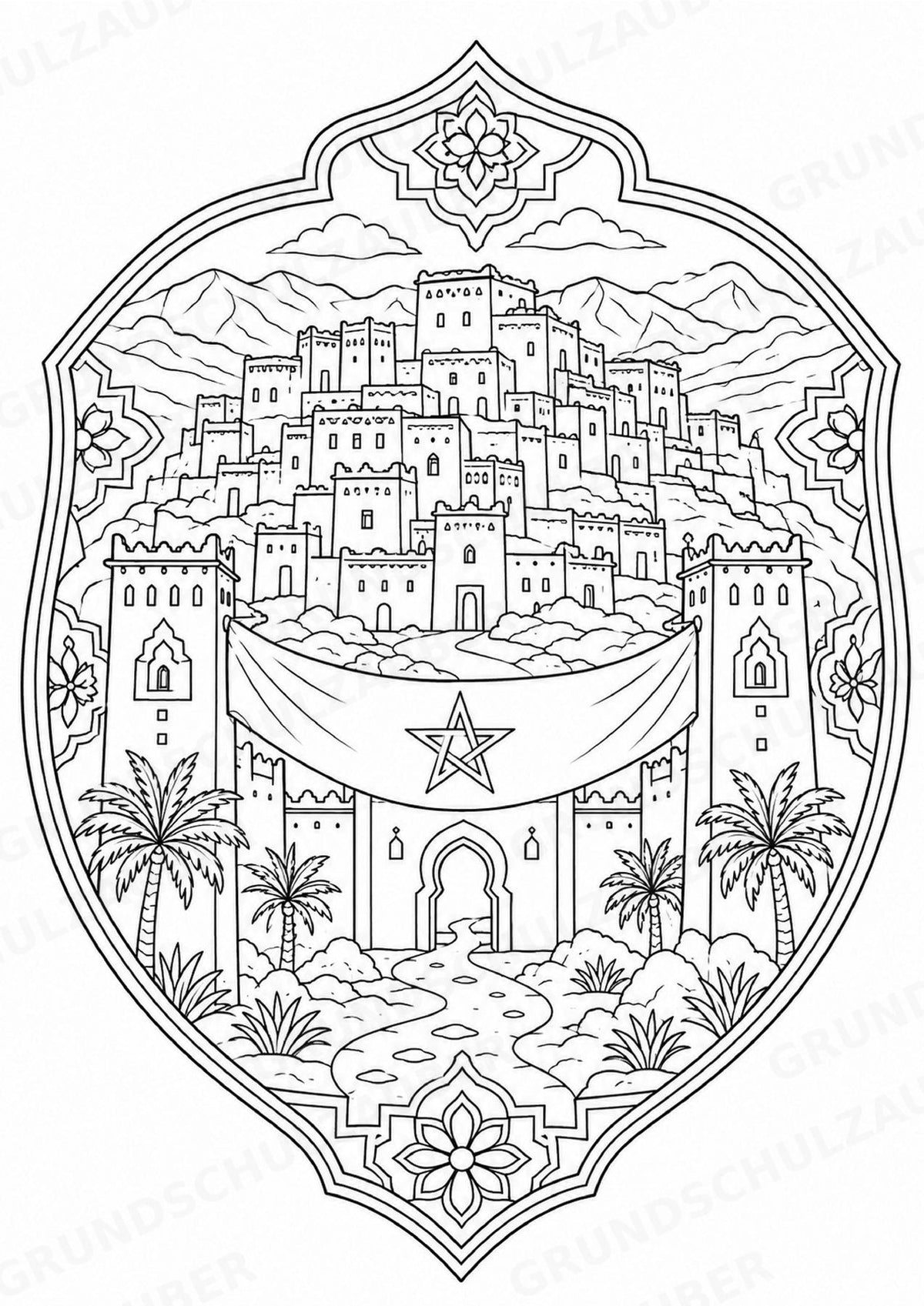Marokko Mandalas Ausmalbilder – Länder und Kulturen – 15 Malvorlagen – Materialseite 7
