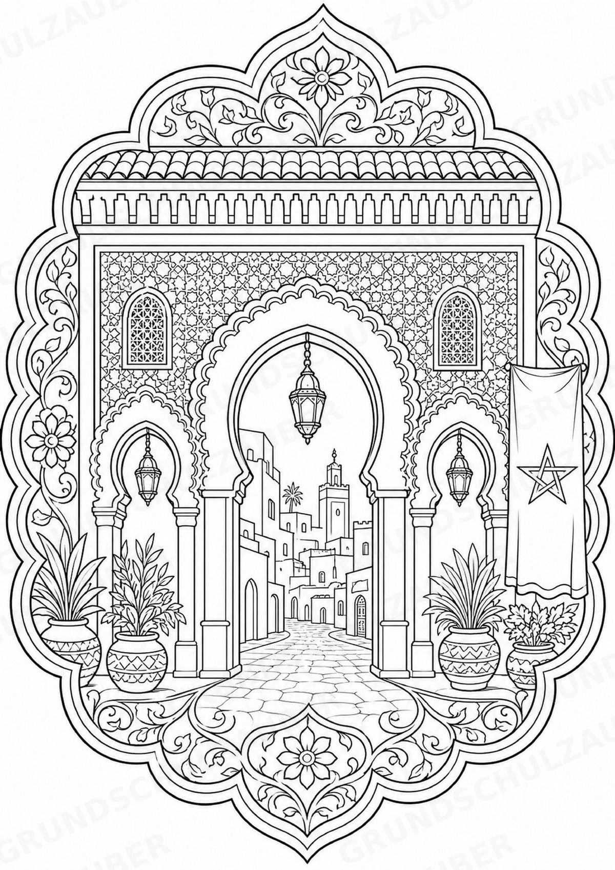 Marokko Mandalas Ausmalbilder – Länder und Kulturen – 15 Malvorlagen – Materialseite 14