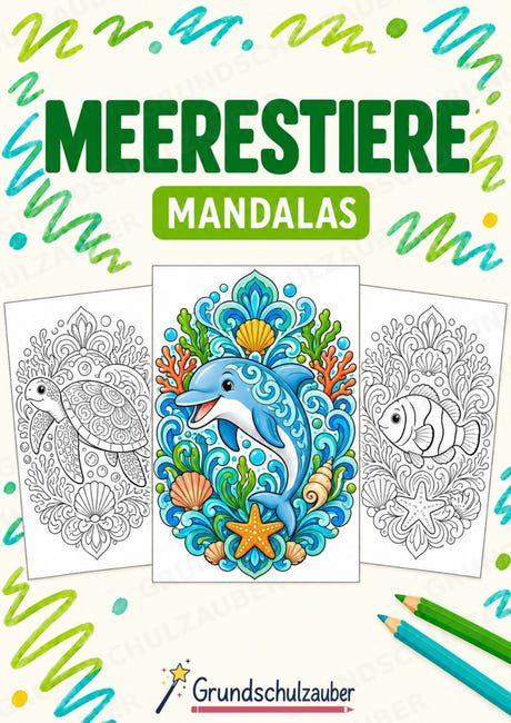 Meerestiere Mandalas Ausmalbilder – Tiere – 15 Malvorlagen – Cover