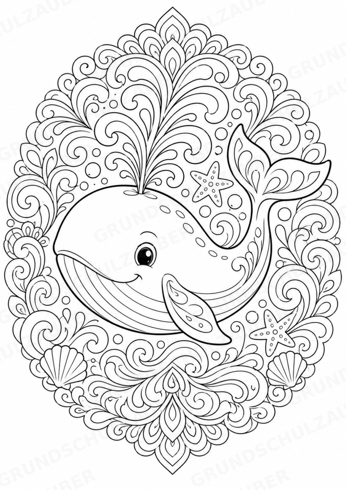 Meerestiere Mandalas Ausmalbilder – Tiere – 15 Malvorlagen – Materialseite 6