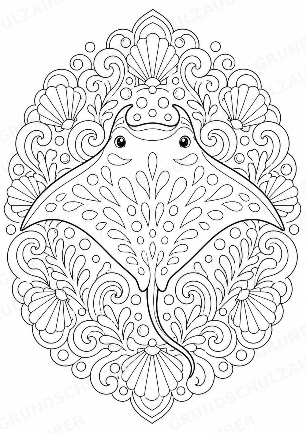 Meerestiere Mandalas Ausmalbilder – Tiere – 15 Malvorlagen – Materialseite 8