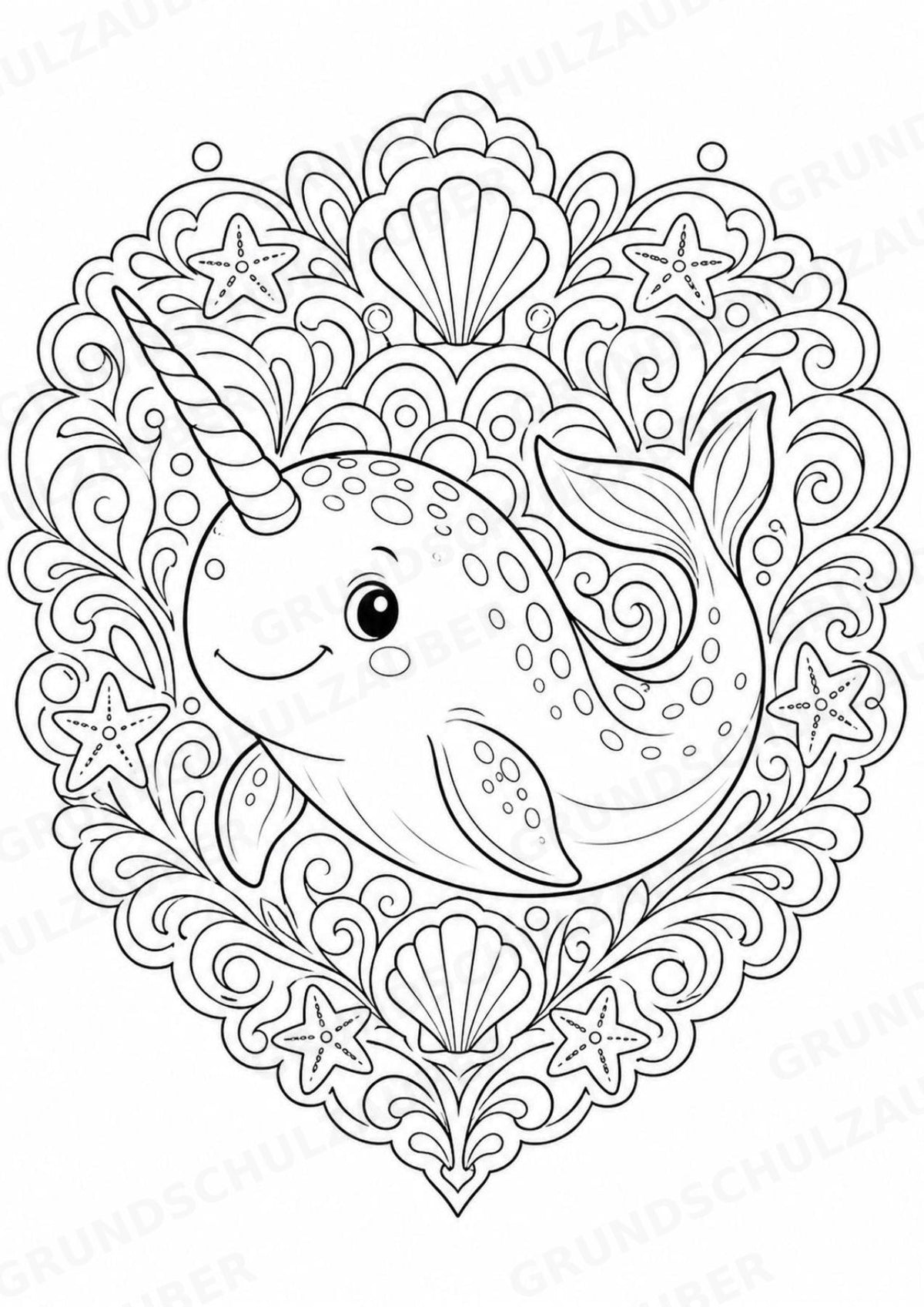 Meerestiere Mandalas Ausmalbilder – Tiere – 15 Malvorlagen – Materialseite 15
