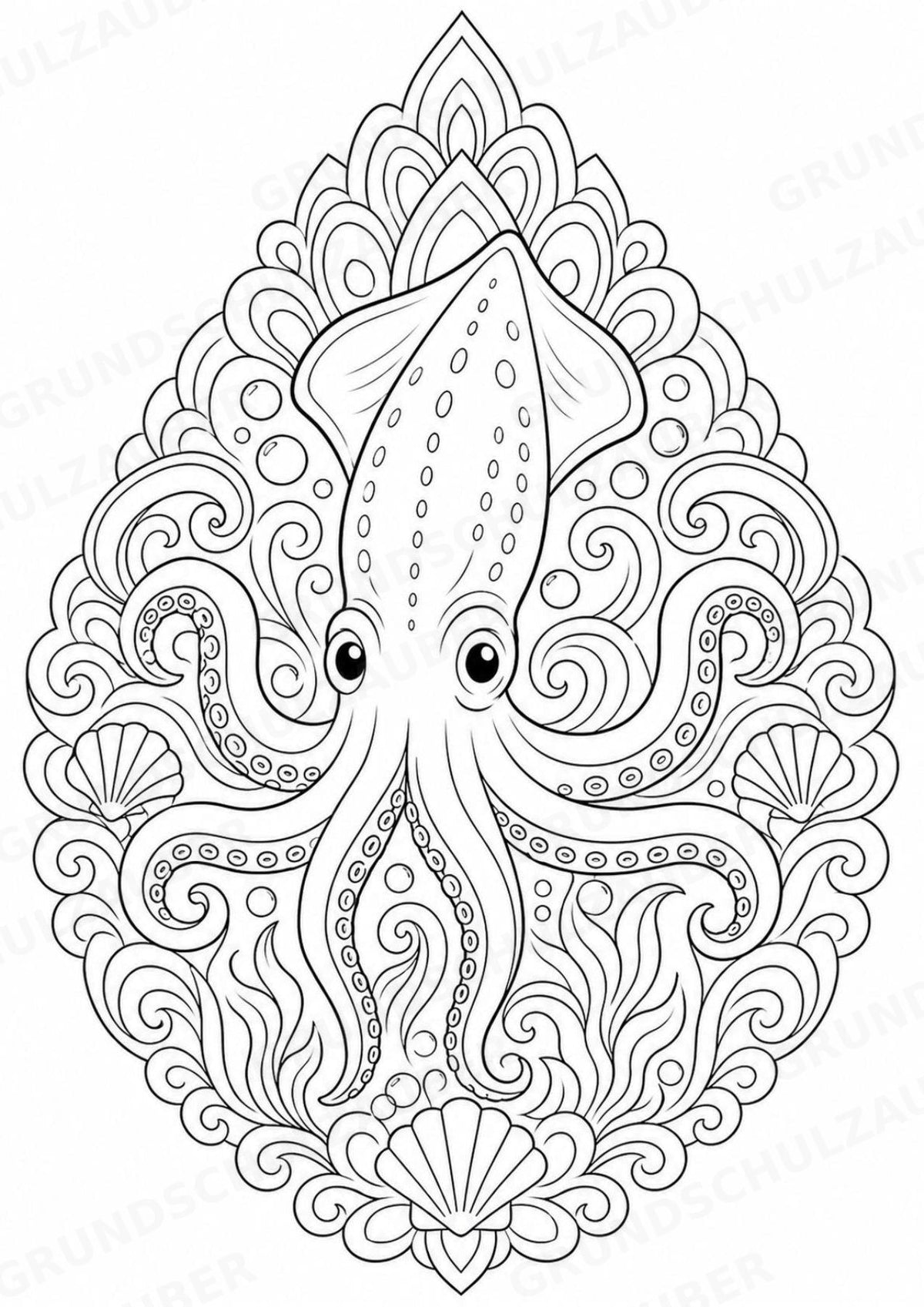 Meerestiere Mandalas Ausmalbilder – Tiere – 15 Malvorlagen – Materialseite 16