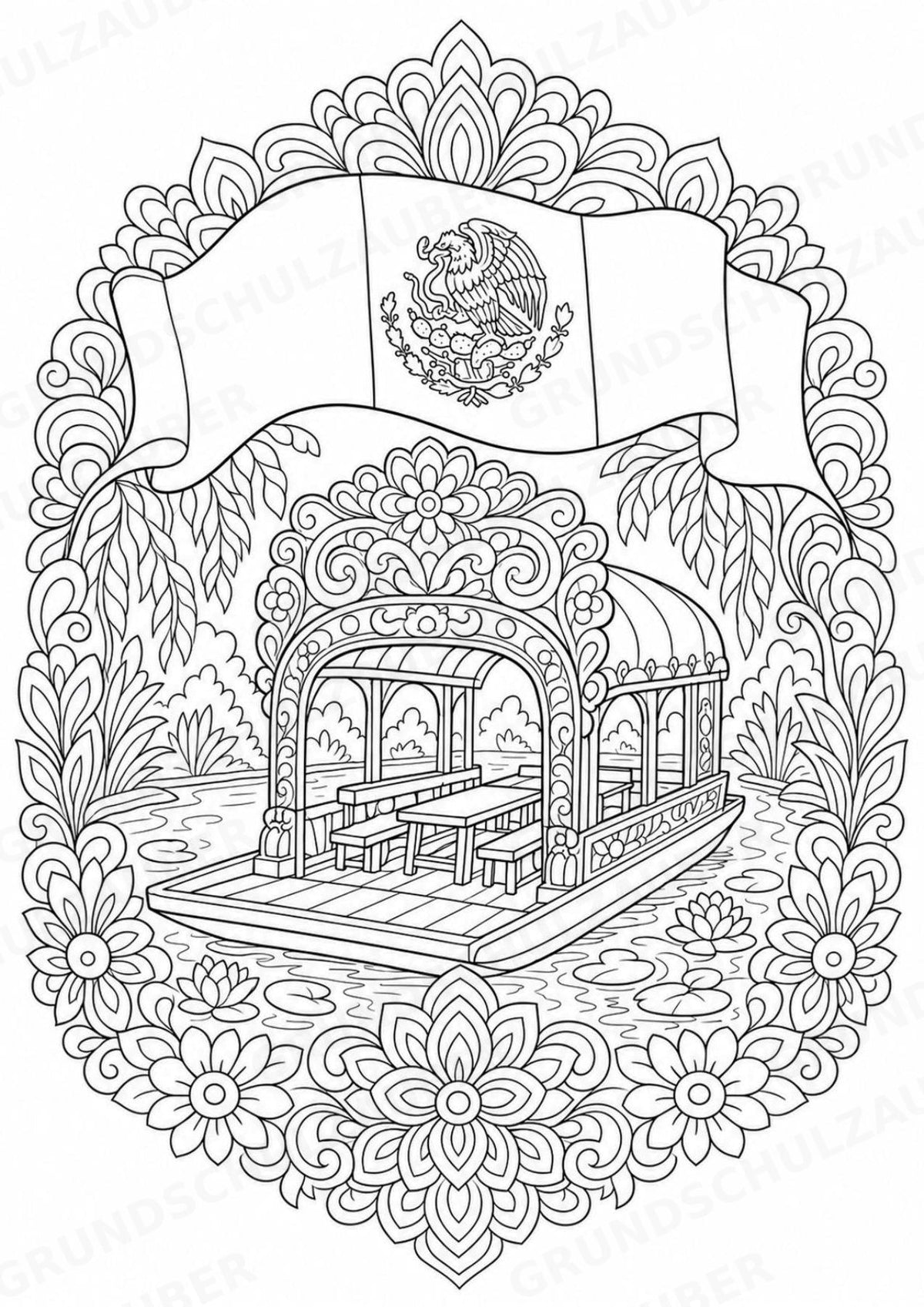 Mexiko Mandalas Ausmalbilder – Länder und Kulturen – 15 Malvorlagen – Materialseite 9
