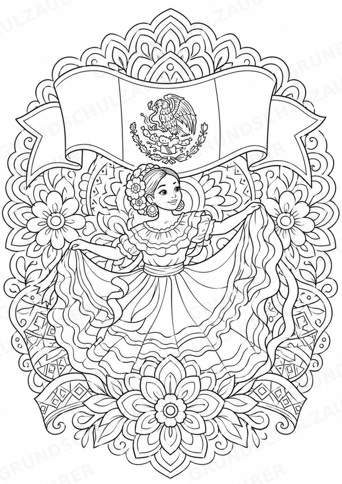 Mexiko Mandalas Ausmalbilder – Länder und Kulturen – 15 Malvorlagen – Materialseite 13