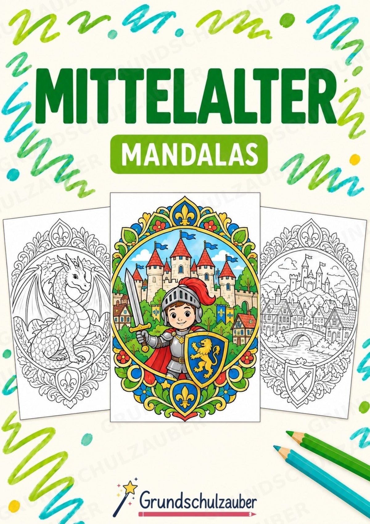 Mittelalter Mandalas Ausmalbilder – Geschichte und Kulturen – 15 Malvorlagen – Cover