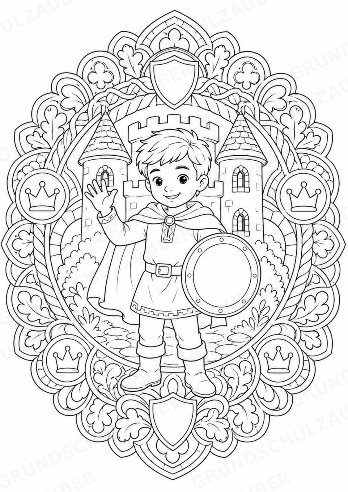 Mittelalter Mandalas Ausmalbilder – Geschichte und Kulturen – 15 Malvorlagen – Materialseite 2