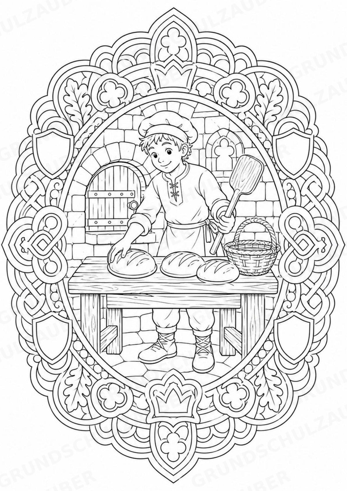 Mittelalter Mandalas Ausmalbilder – Geschichte und Kulturen – 15 Malvorlagen – Materialseite 6