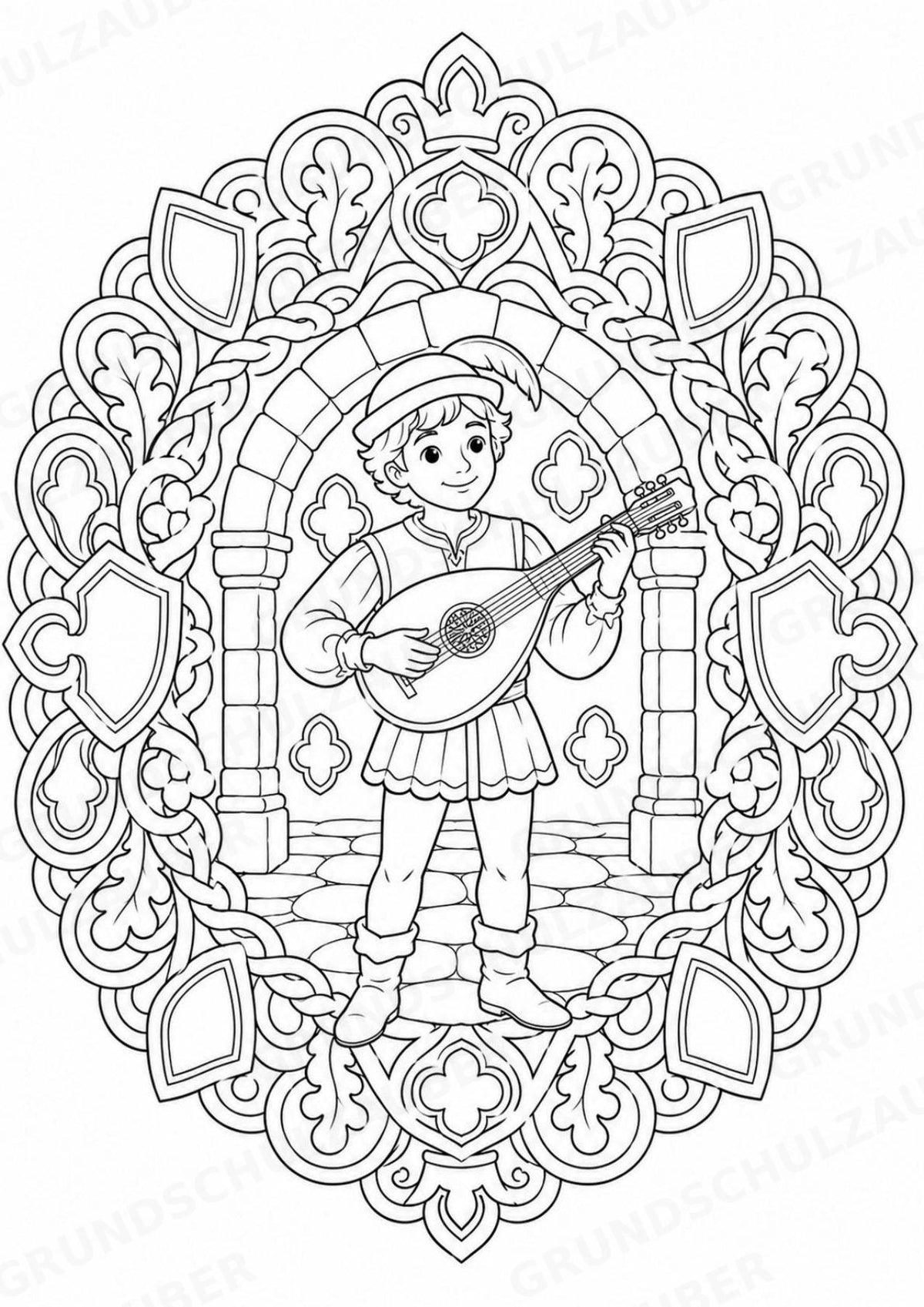Mittelalter Mandalas Ausmalbilder – Geschichte und Kulturen – 15 Malvorlagen – Materialseite 8