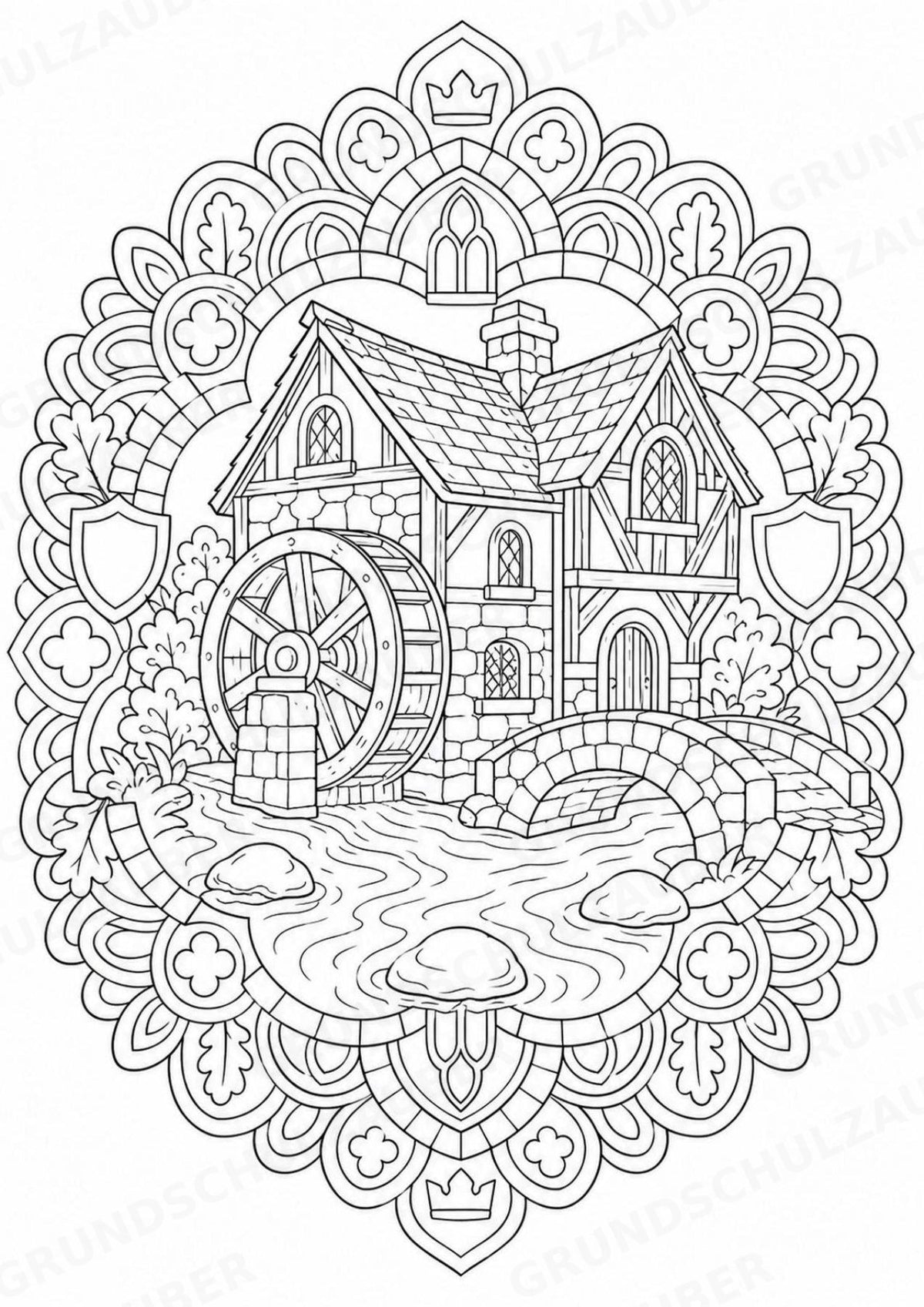 Mittelalter Mandalas Ausmalbilder – Geschichte und Kulturen – 15 Malvorlagen – Materialseite 10