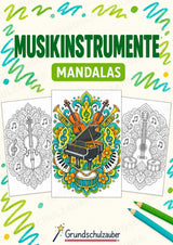 Musikinstrumente Mandalas Ausmalbilder – Musikinstrumente – 15 Malvorlagen – Cover