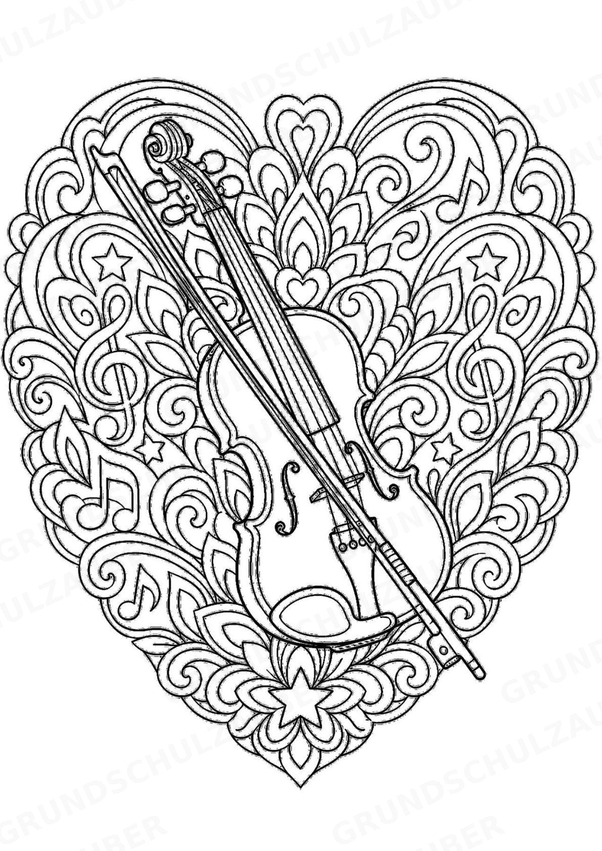 Musikinstrumente Mandalas Ausmalbilder – Musikinstrumente – 15 Malvorlagen – Materialseite 4