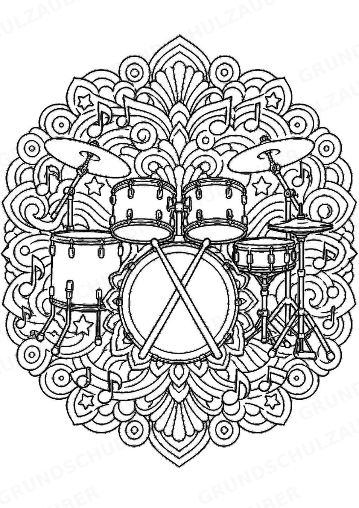 Musikinstrumente Mandalas Ausmalbilder – Musikinstrumente – 15 Malvorlagen – Materialseite 6
