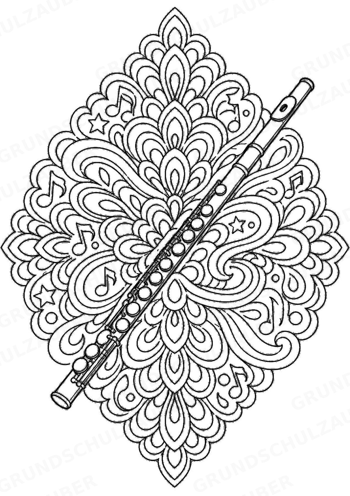 Musikinstrumente Mandalas Ausmalbilder – Musikinstrumente – 15 Malvorlagen – Materialseite 7