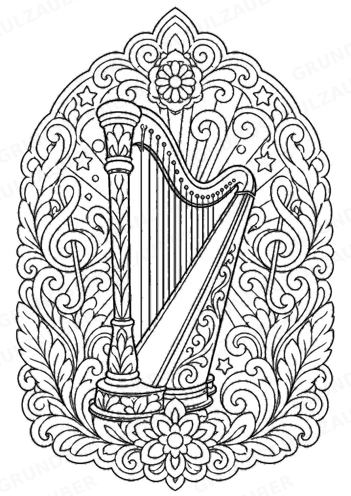 Musikinstrumente Mandalas Ausmalbilder – Musikinstrumente – 15 Malvorlagen – Materialseite 9