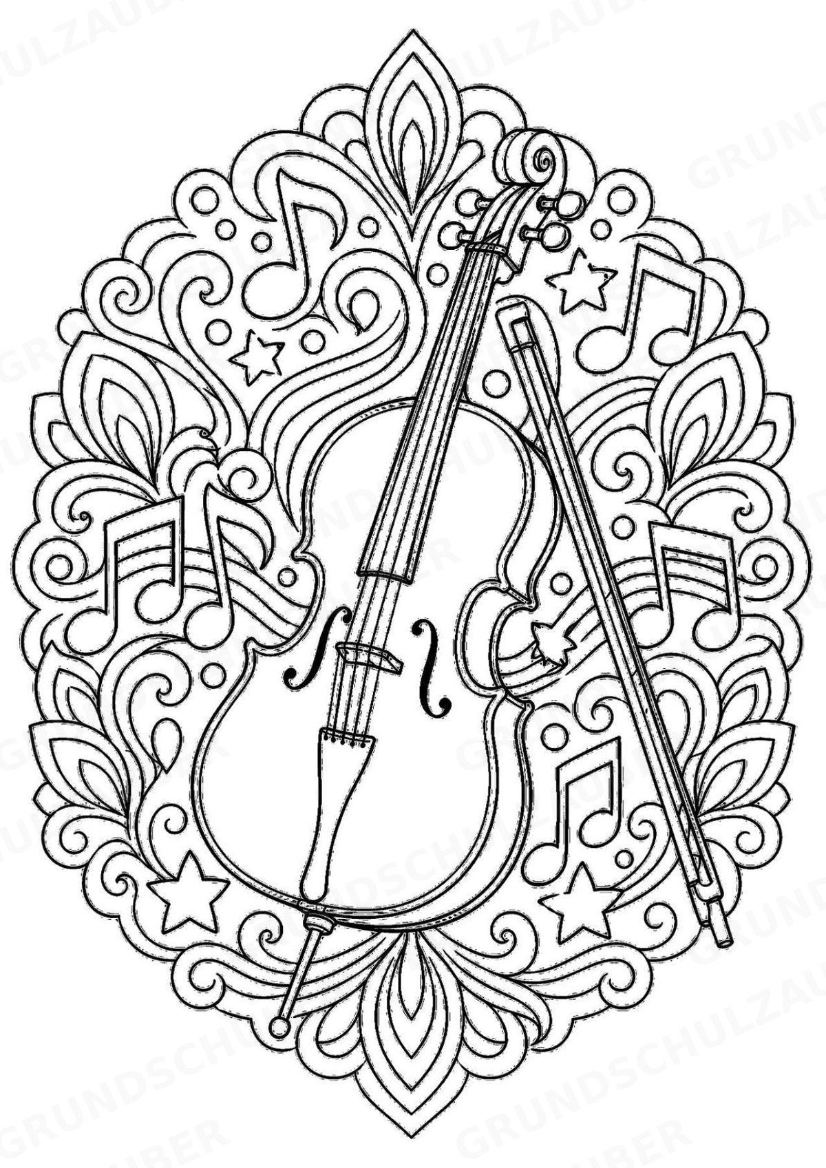 Musikinstrumente Mandalas Ausmalbilder – Musikinstrumente – 15 Malvorlagen – Materialseite 12