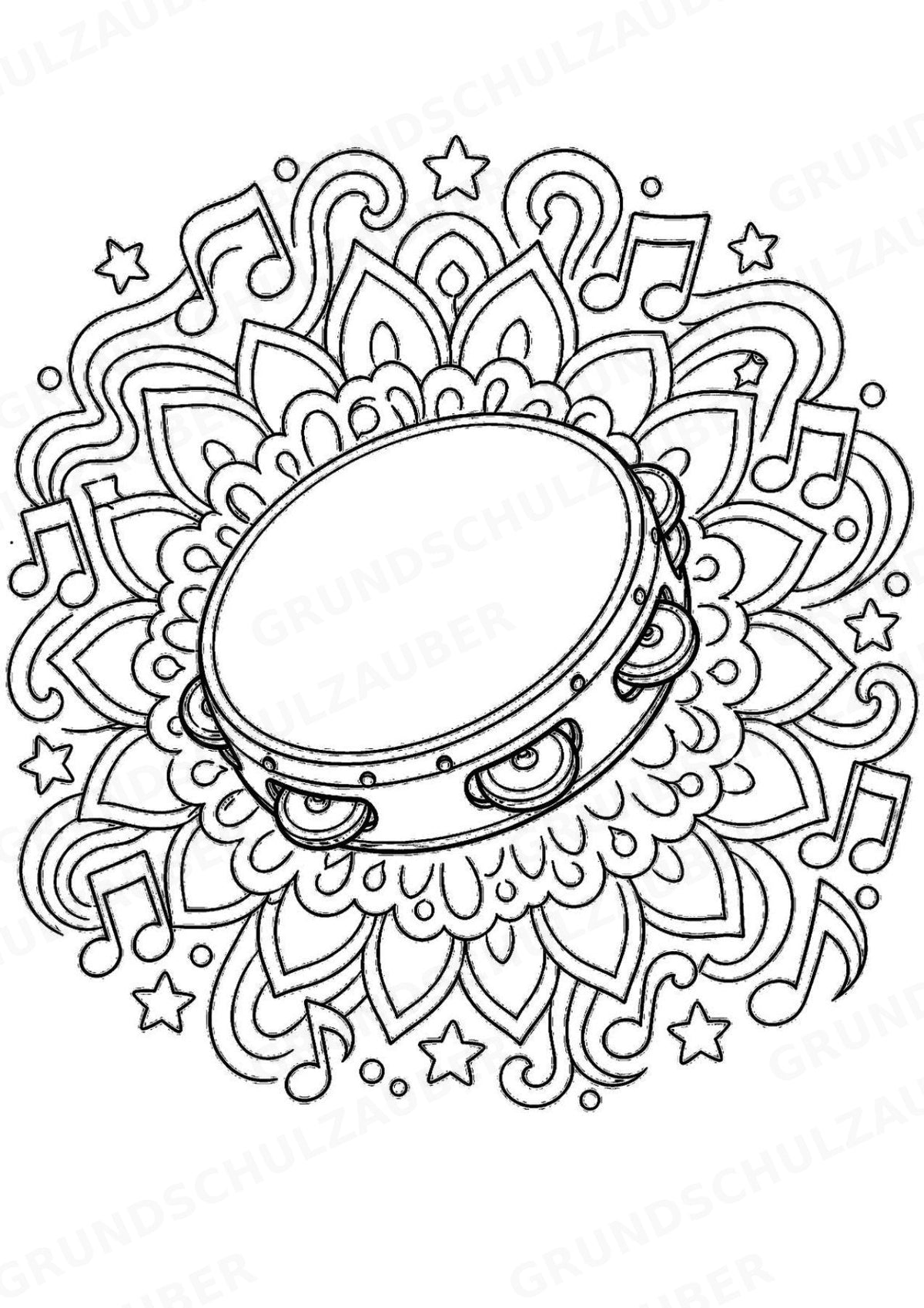 Musikinstrumente Mandalas Ausmalbilder – Musikinstrumente – 15 Malvorlagen – Materialseite 15