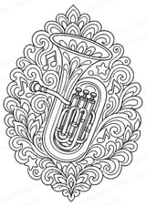 Musikinstrumente Mandalas Ausmalbilder – Musikinstrumente – 15 Malvorlagen – Materialseite 16