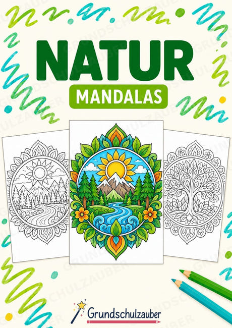Natur Mandalas Ausmalbilder – Natur und Pflanzen – 15 Malvorlagen – Cover