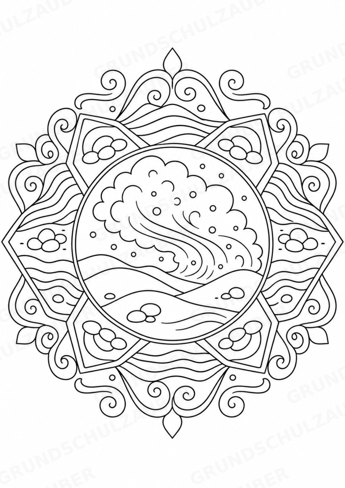 Naturkatastrophen Mandalas Ausmalbilder – Allgemeine Themen – 15 Malvorlagen – Materialseite 15