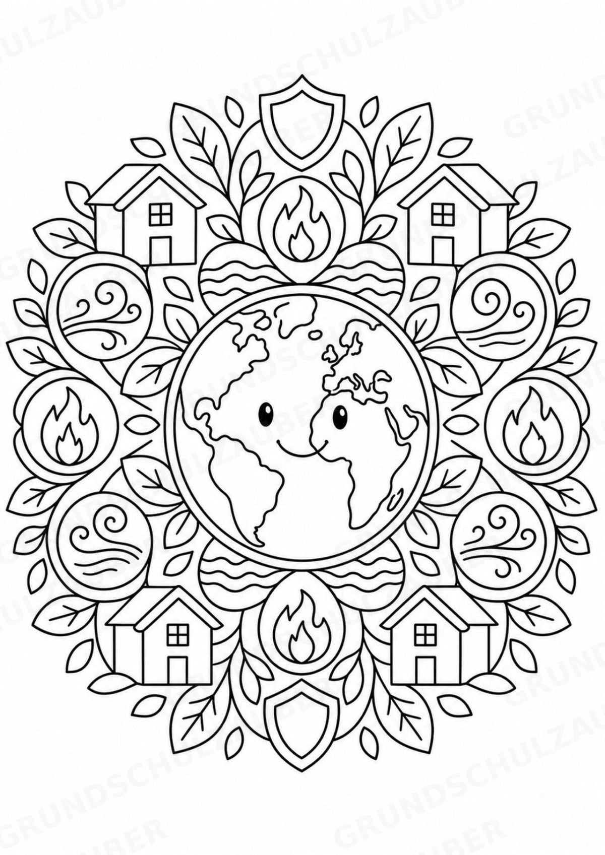Naturkatastrophen Mandalas Ausmalbilder – Allgemeine Themen – 15 Malvorlagen – Materialseite 16