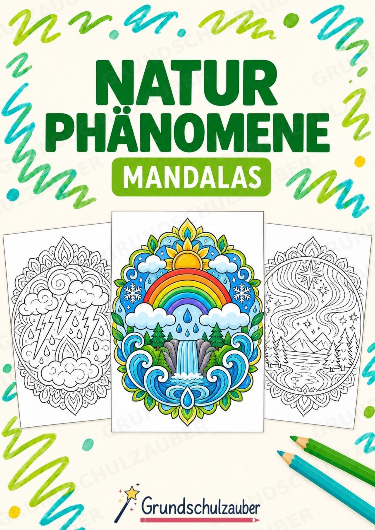 Naturphänomene Mandalas Ausmalbilder – Allgemeine Themen – 15 Malvorlagen – Cover