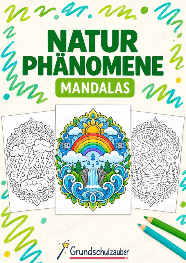 Naturphänomene Mandalas Ausmalbilder – Allgemeine Themen – 15 Malvorlagen – Cover