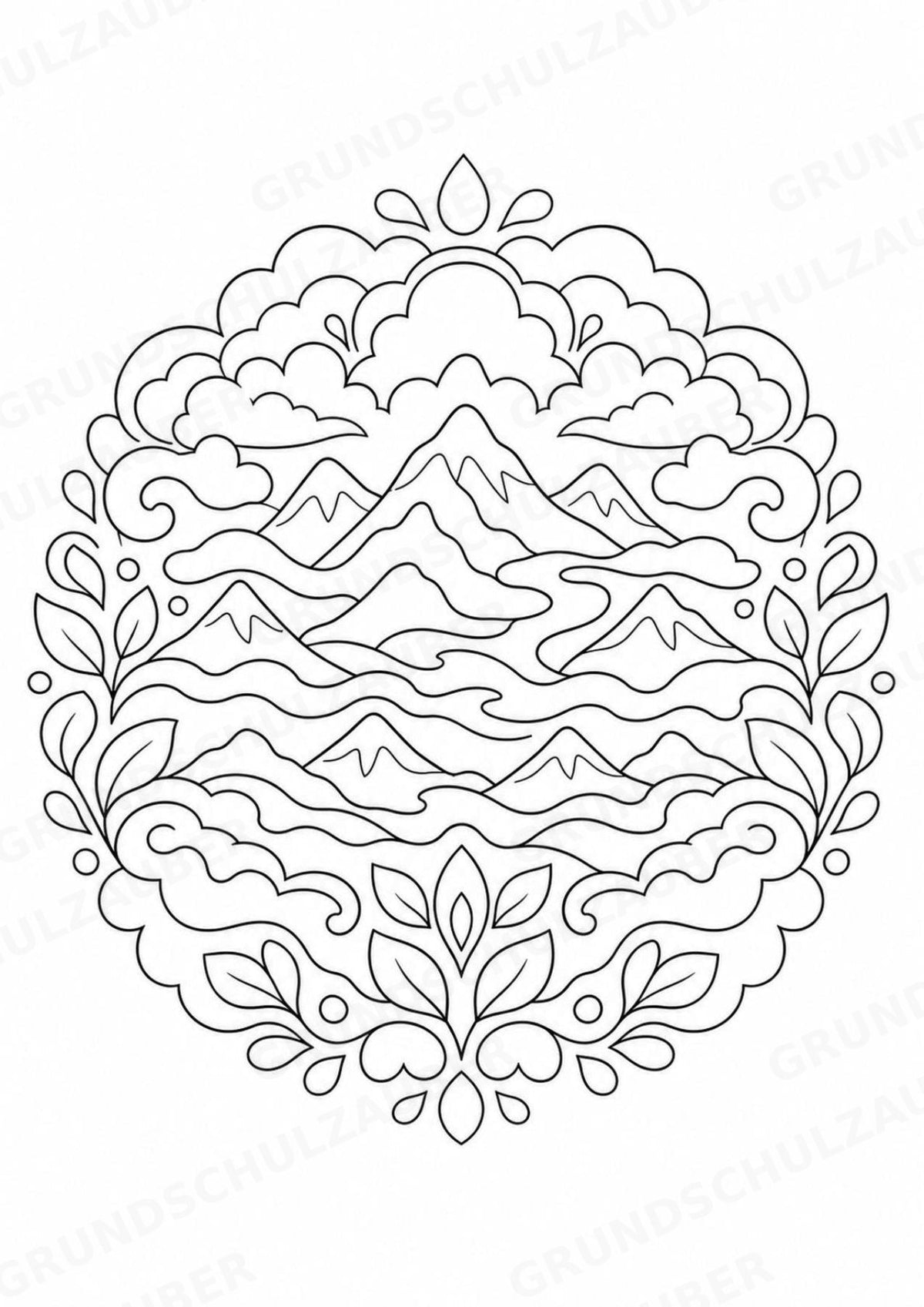 Naturphänomene Mandalas Ausmalbilder – Allgemeine Themen – 15 Malvorlagen – Materialseite 7