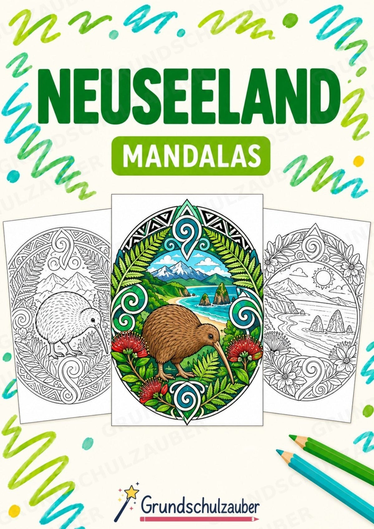 Neuseeland Mandalas Ausmalbilder – Länder und Kulturen – 15 Malvorlagen – Cover