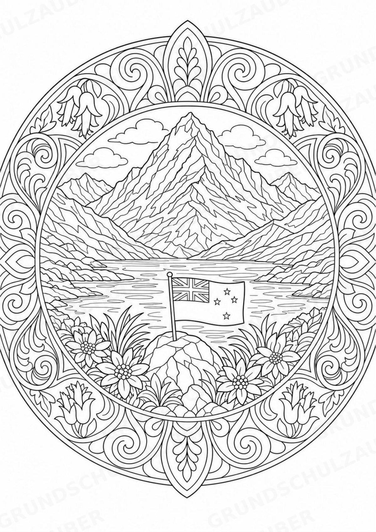 Neuseeland Mandalas Ausmalbilder – Länder und Kulturen – 15 Malvorlagen – Materialseite 4