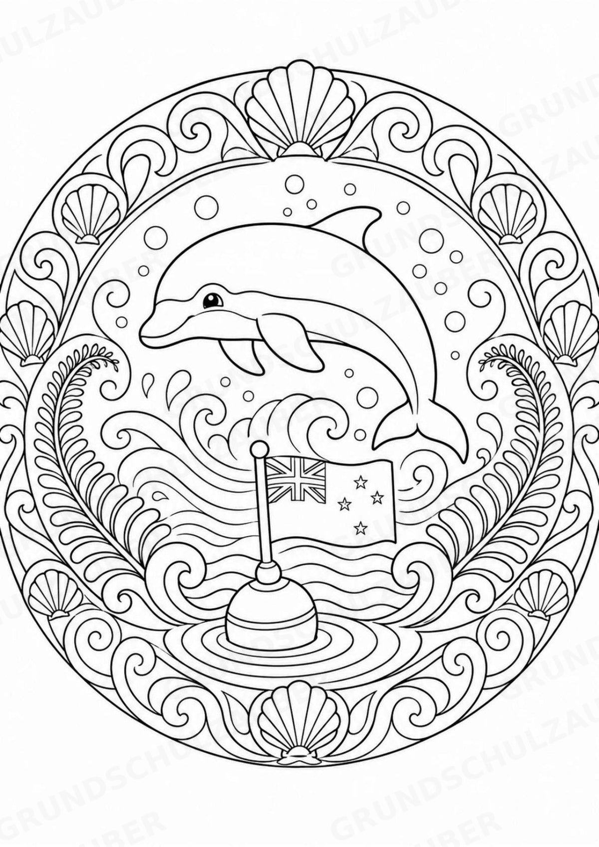 Neuseeland Mandalas Ausmalbilder – Länder und Kulturen – 15 Malvorlagen – Materialseite 9