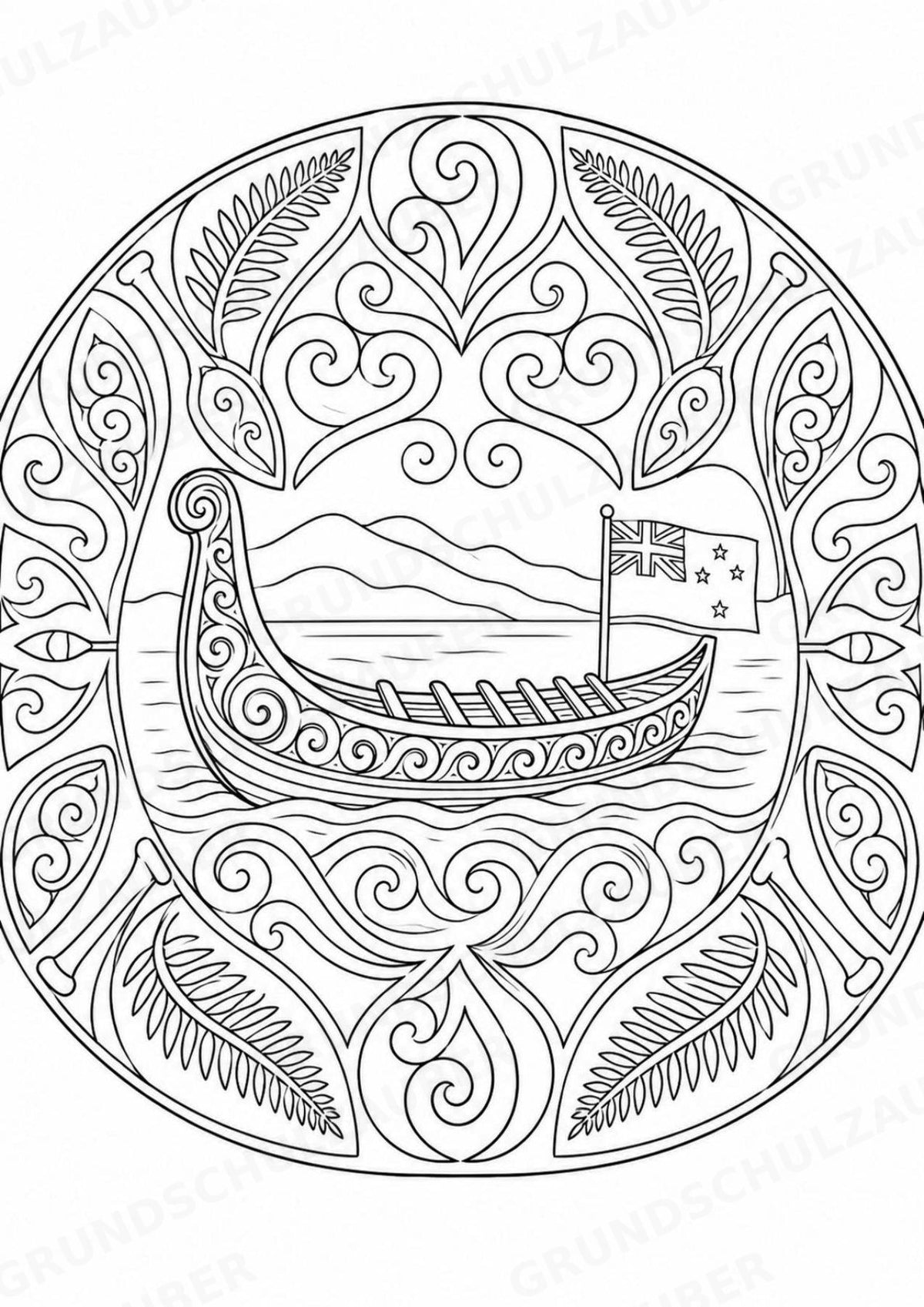 Neuseeland Mandalas Ausmalbilder – Länder und Kulturen – 15 Malvorlagen – Materialseite 13