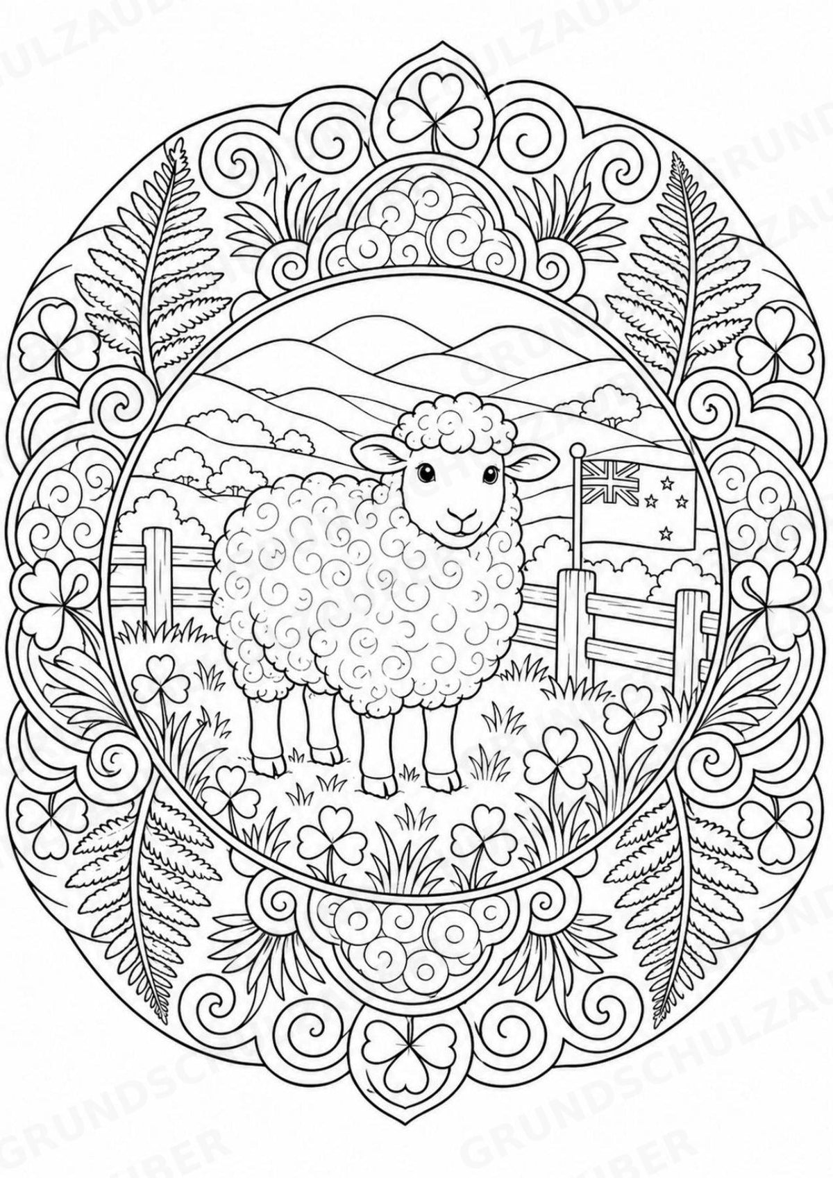 Neuseeland Mandalas Ausmalbilder – Länder und Kulturen – 15 Malvorlagen – Materialseite 15