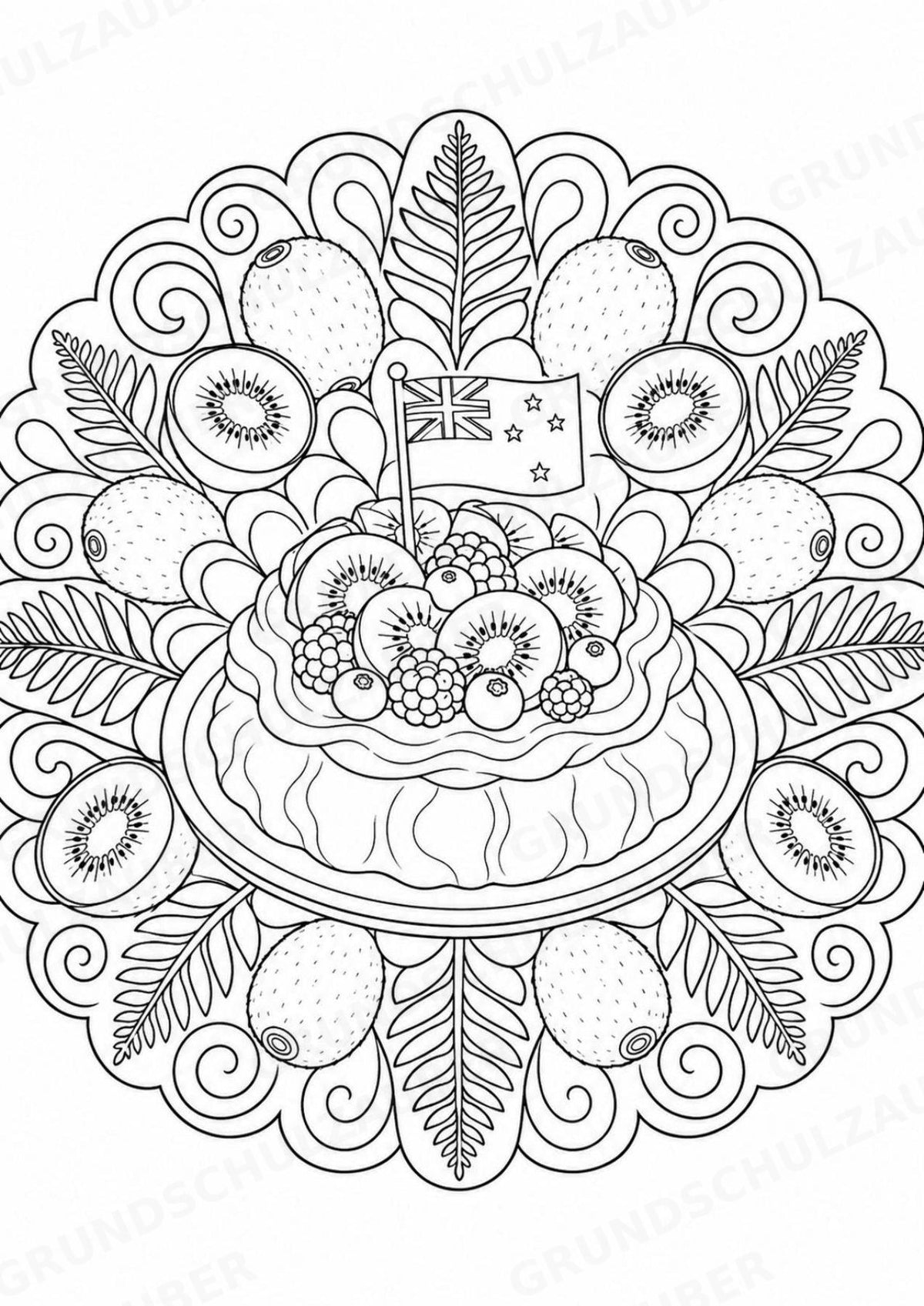 Neuseeland Mandalas Ausmalbilder – Länder und Kulturen – 15 Malvorlagen – Materialseite 16