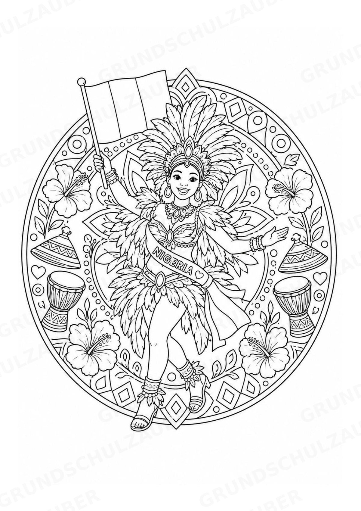 Nigeria Mandalas Ausmalbilder – Länder und Kulturen – 15 Malvorlagen – Materialseite 9