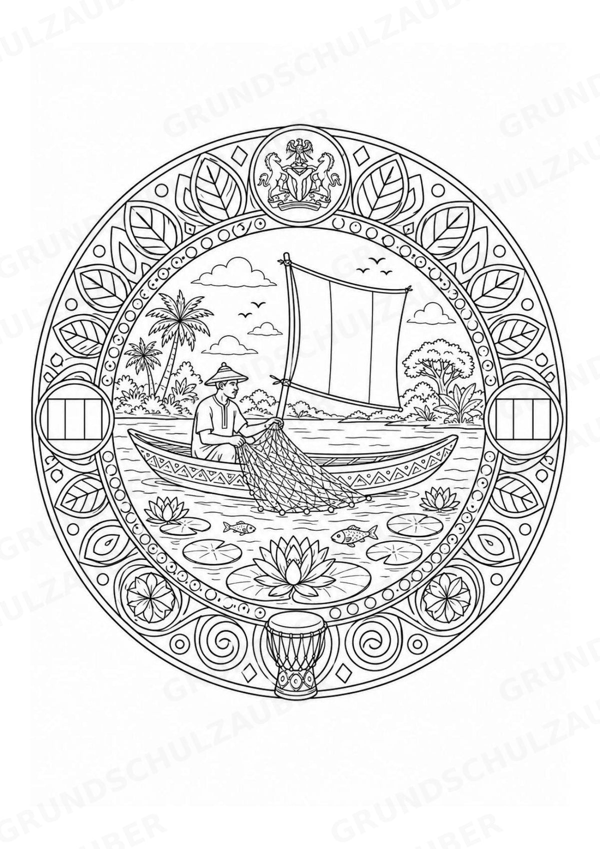 Nigeria Mandalas Ausmalbilder – Länder und Kulturen – 15 Malvorlagen – Materialseite 11