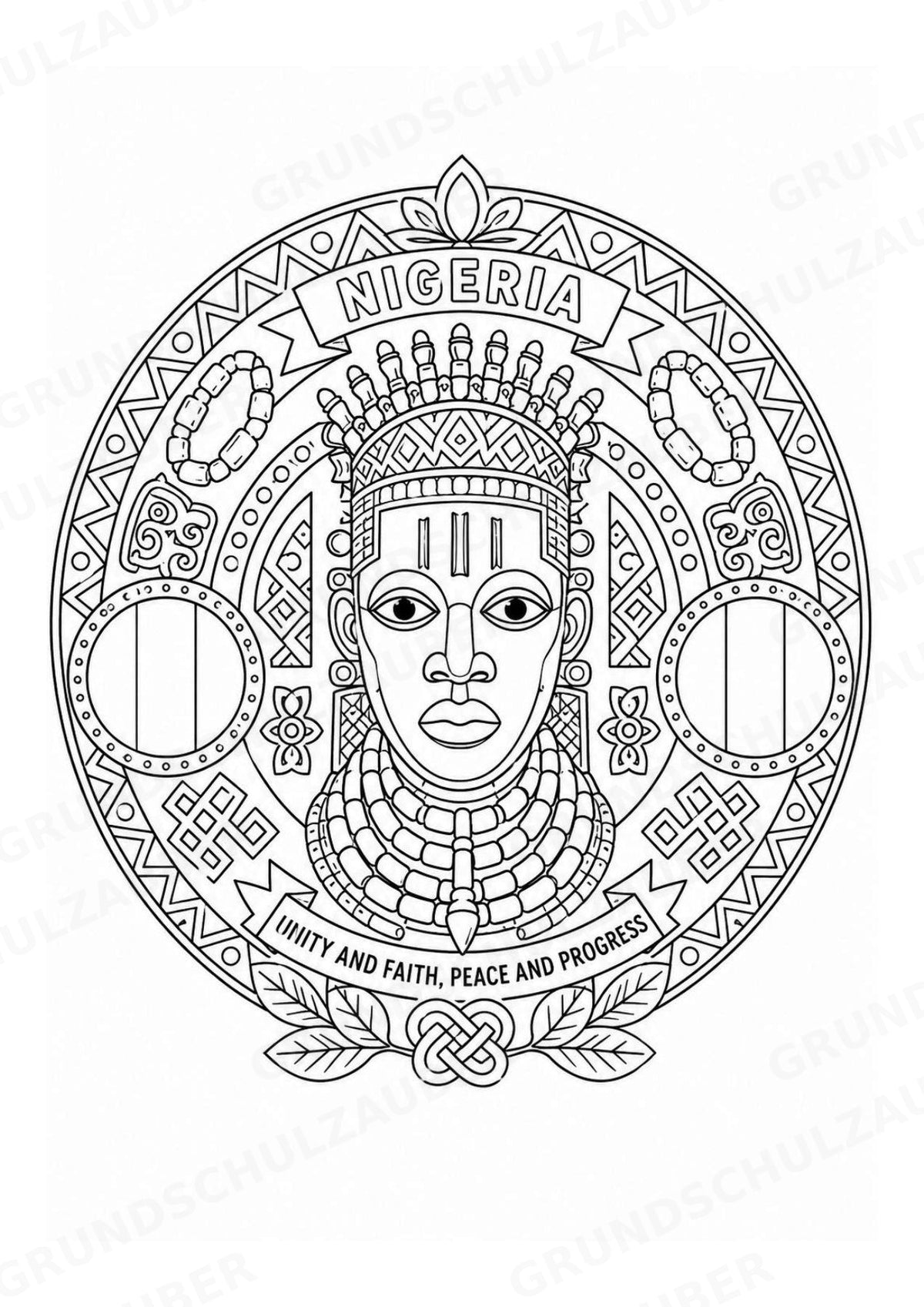 Nigeria Mandalas Ausmalbilder – Länder und Kulturen – 15 Malvorlagen – Materialseite 12