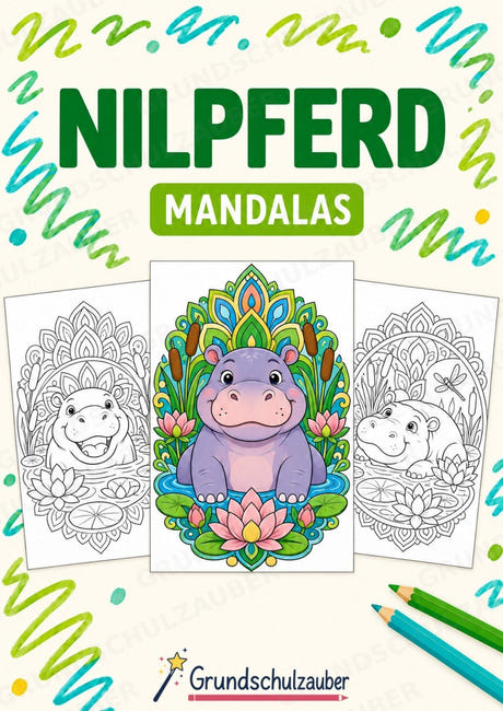 Nilpferd Mandalas Ausmalbilder – Allgemeine Themen – 15 Malvorlagen – Cover