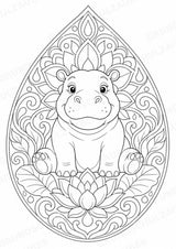 Nilpferd Mandalas Ausmalbilder – Allgemeine Themen – 15 Malvorlagen – Materialseite 2