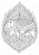 Nilpferd Mandalas Ausmalbilder – Allgemeine Themen – 15 Malvorlagen – Materialseite 6