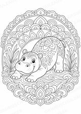 Nilpferd Mandalas Ausmalbilder – Allgemeine Themen – 15 Malvorlagen – Materialseite 10