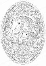 Nilpferd Mandalas Ausmalbilder – Allgemeine Themen – 15 Malvorlagen – Materialseite 11