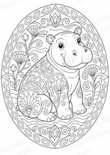 Nilpferd Mandalas Ausmalbilder – Allgemeine Themen – 15 Malvorlagen – Materialseite 13