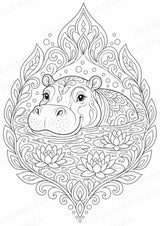 Nilpferd Mandalas Ausmalbilder – Allgemeine Themen – 15 Malvorlagen – Materialseite 14