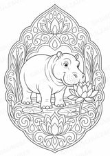Nilpferd Mandalas Ausmalbilder – Allgemeine Themen – 15 Malvorlagen – Materialseite 15