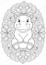 Nilpferd Mandalas Ausmalbilder – Allgemeine Themen – 15 Malvorlagen – Materialseite 16